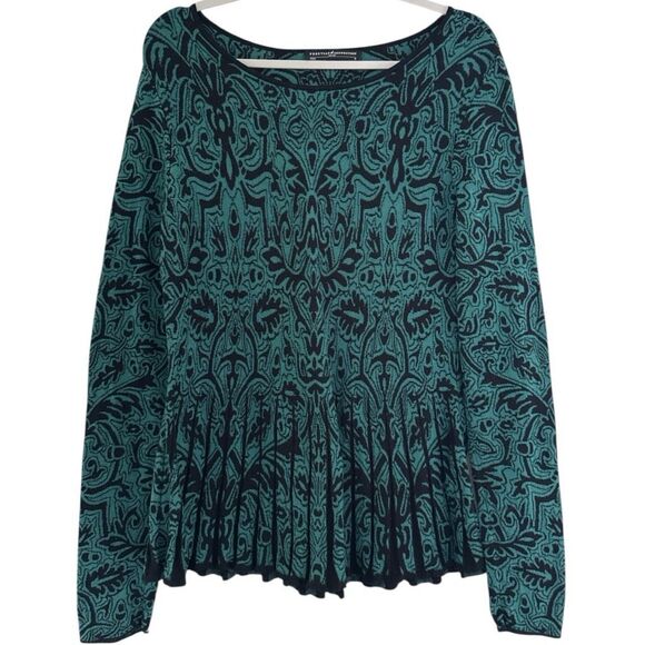 Peruvian Connection Women's Orinda Jacquard Knit Sweater Green Black Medium - Picture 1 of 4